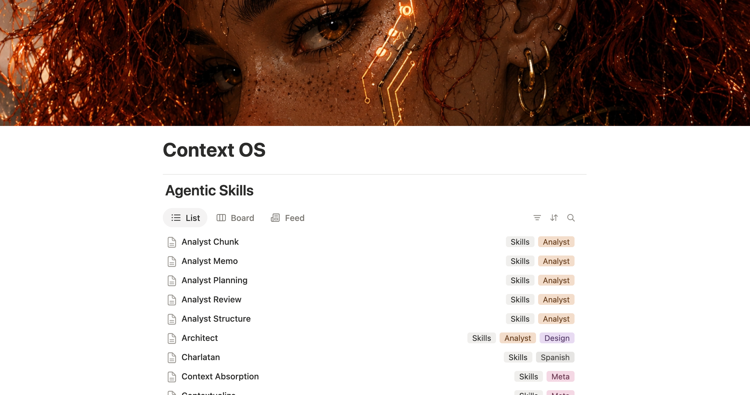 Context OS workspace showing its Agentic Skills library.