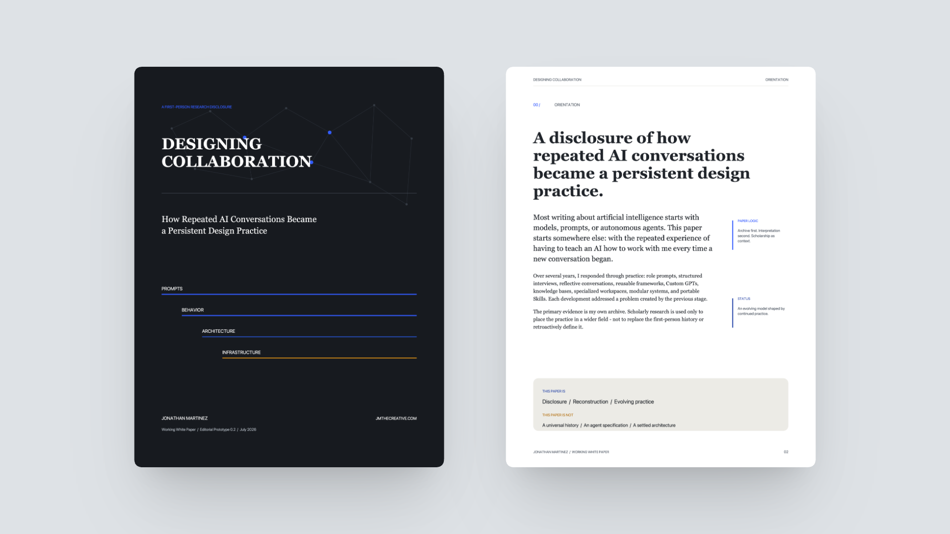 Designing Collaboration white paper cover and editorial page spread.